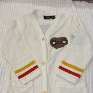 Mini Rodini White Terry Cloth Kids Robe with E.T.